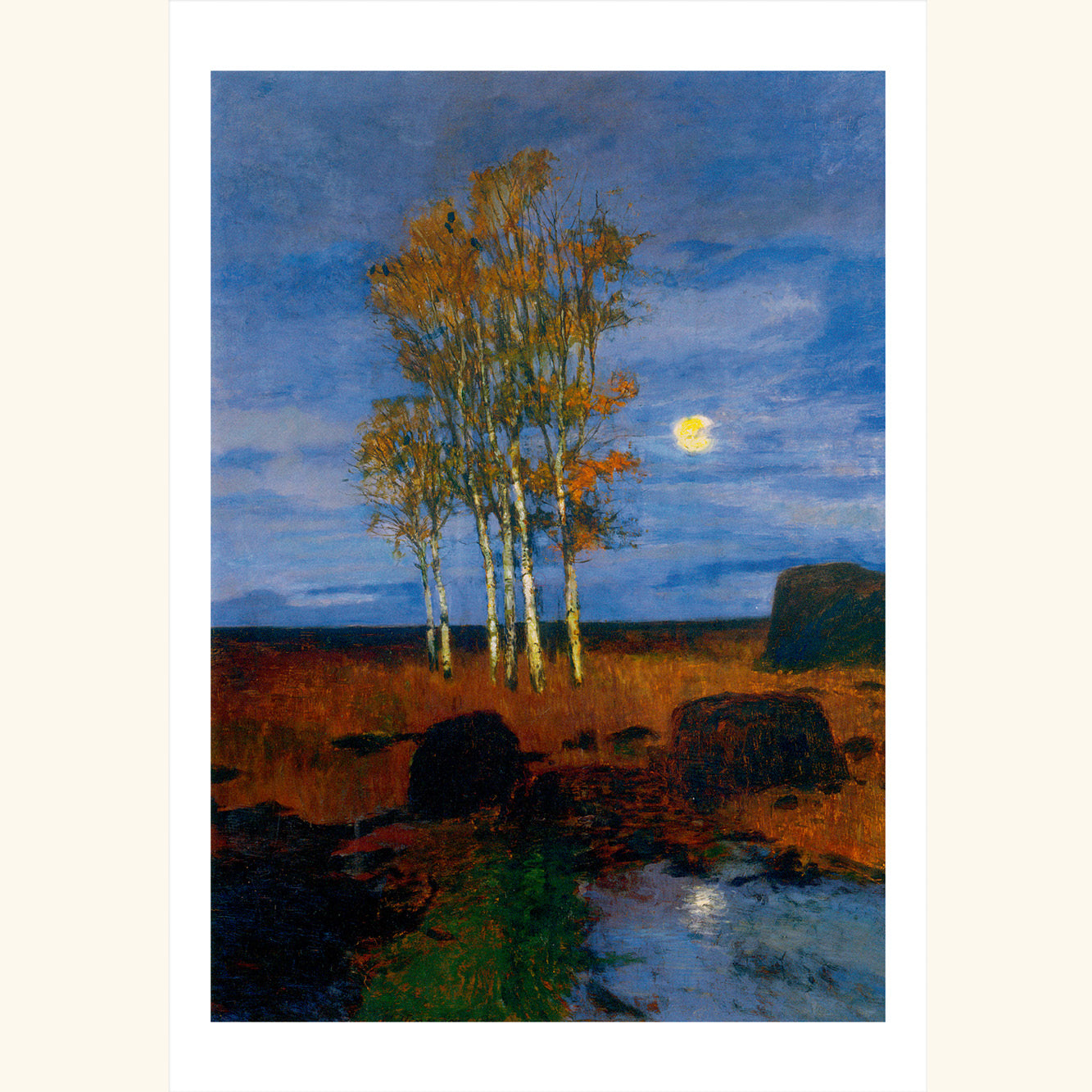 Carl Vinnen - Moorlandschaft mit Birken und Mond - gr. Klappkarte 12-034