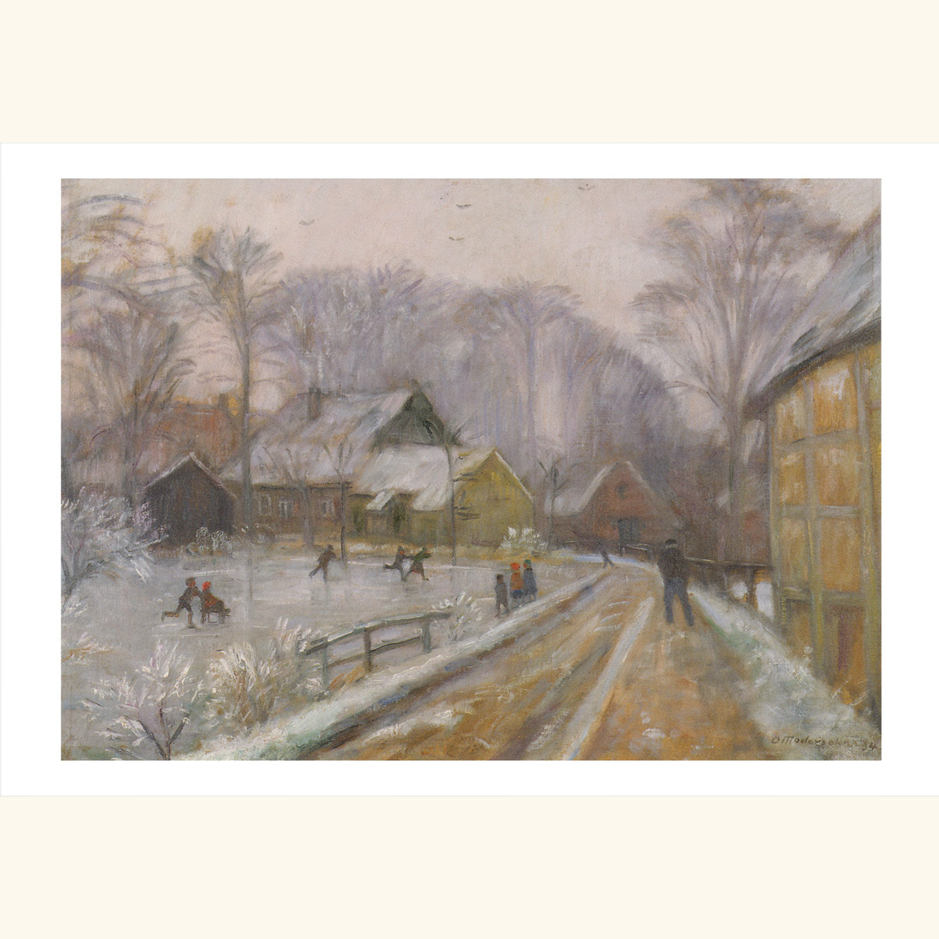 Otto Modersohn - Eisvergnügen in der Bredenau - gr.Klappkarte 12-038