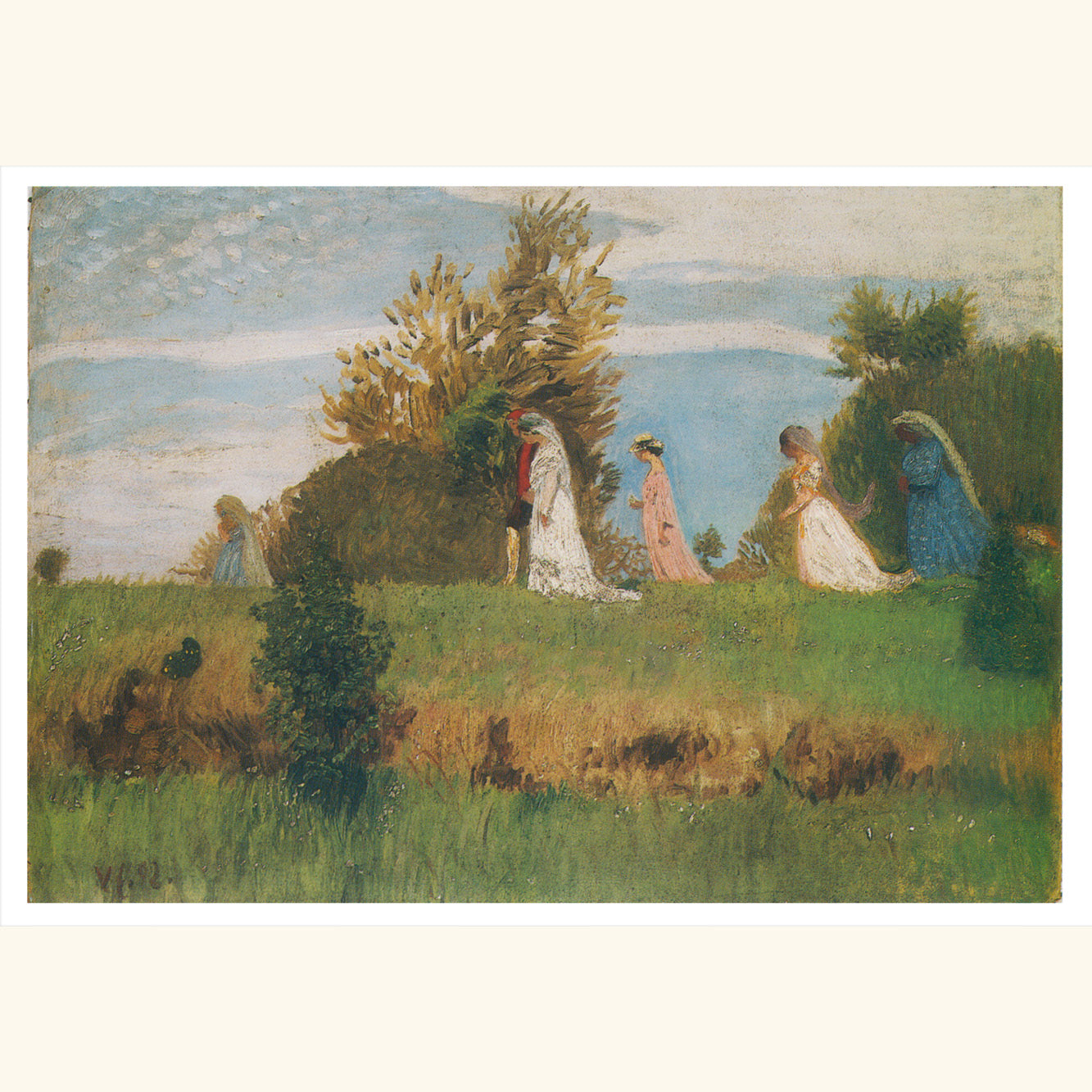 Otto Modersohn - Hochzeitszug auf dem Moordamm - gr.Klappkarte 12-053