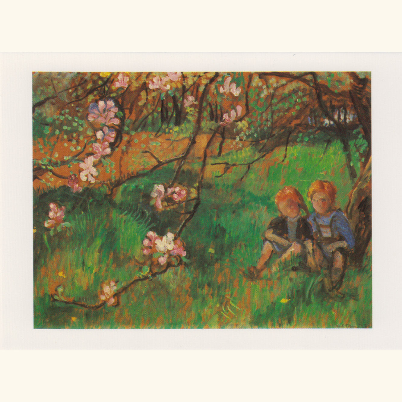 Lisel Oppel - Kinder unter blühendem Baum - kl.Klappkarte 13-14