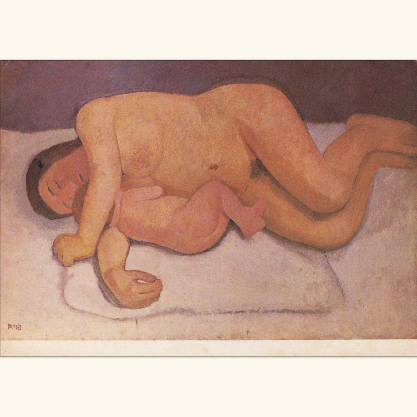 Paula Modersohn-Becker - Mutter und Kind, liegende Akte - Postkarte 168