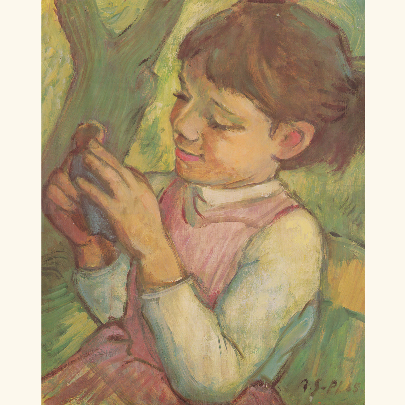 Agnes Sander-Plump - Kleines Mädchen mit Vogel, 1965 - gr. Druck 221B