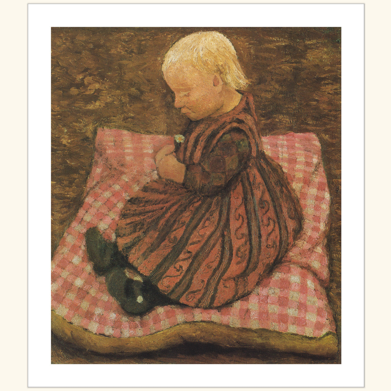 Paula Modersohn-Becker - Kind auf rotgewürfeltem Kissen - gr.Druck 243F