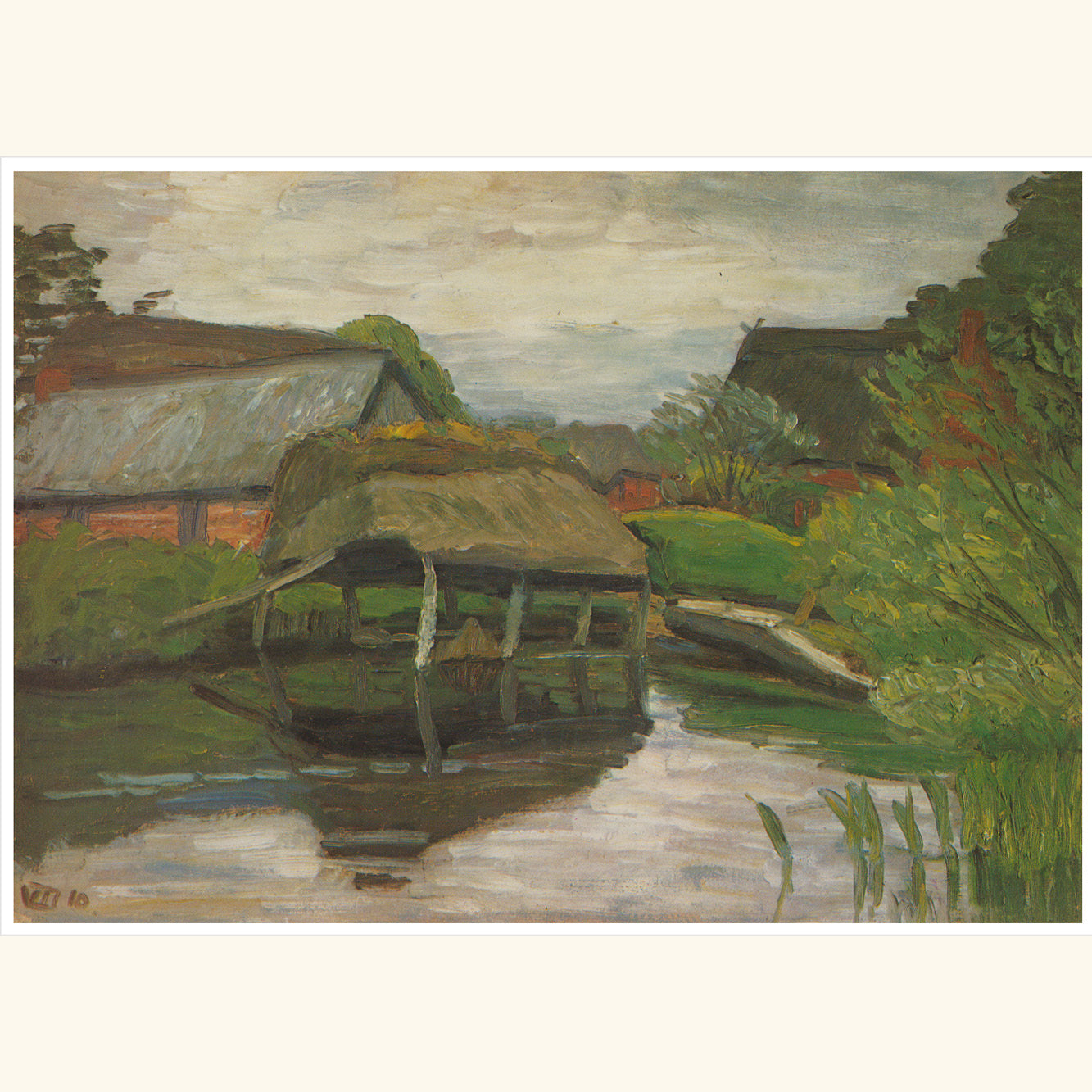 Otto Modersohn - Bootsschuppen an der Wümme - kl.Druck 409