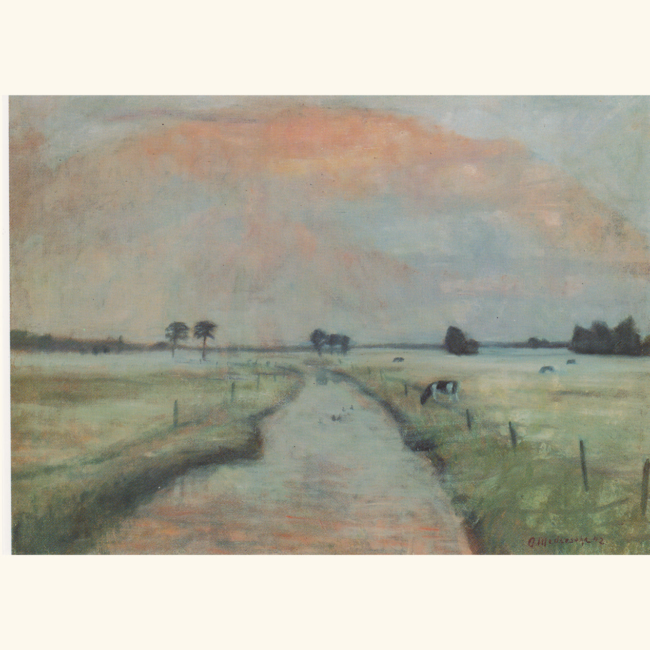 Otto Modersohn - Abendnebel an der Wümme, 1942 - Postkarte 51b