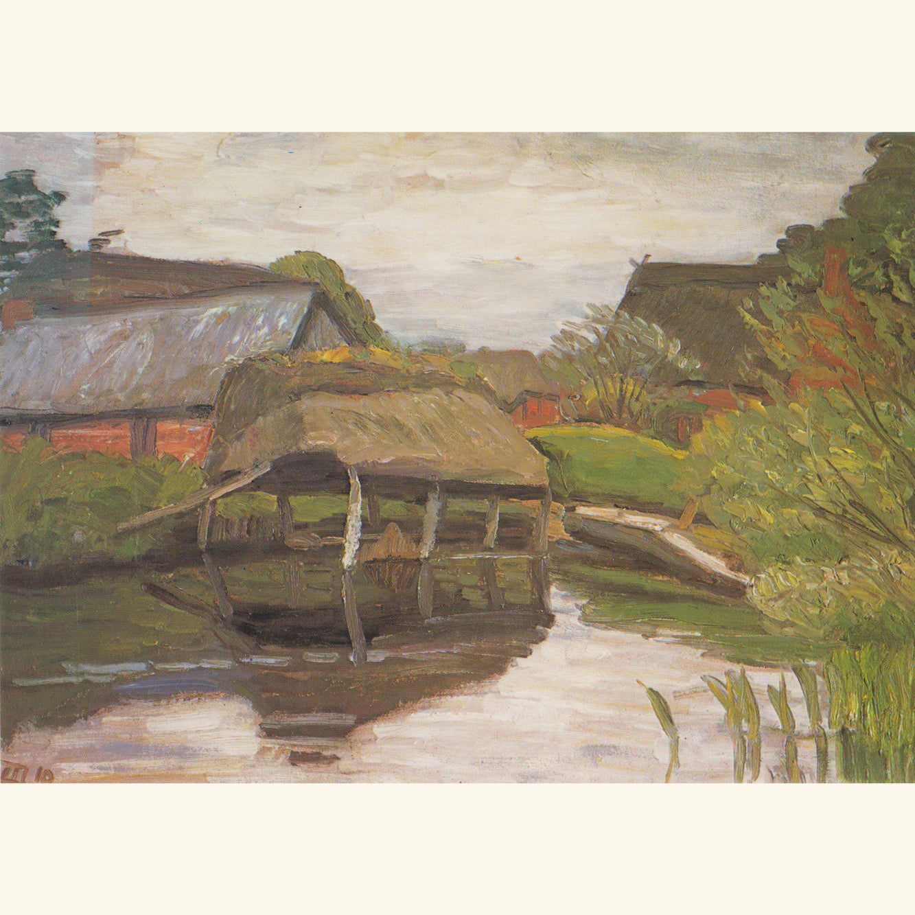 Otto Modersohn - Bootsschuppen an der Wümme - Postkarte 529