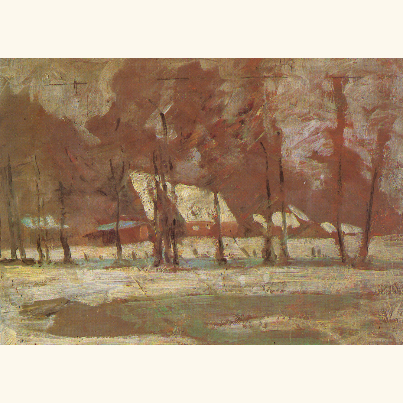 Else Pauls - Gehöft im Schnee, um 1950 - Postkarte 535