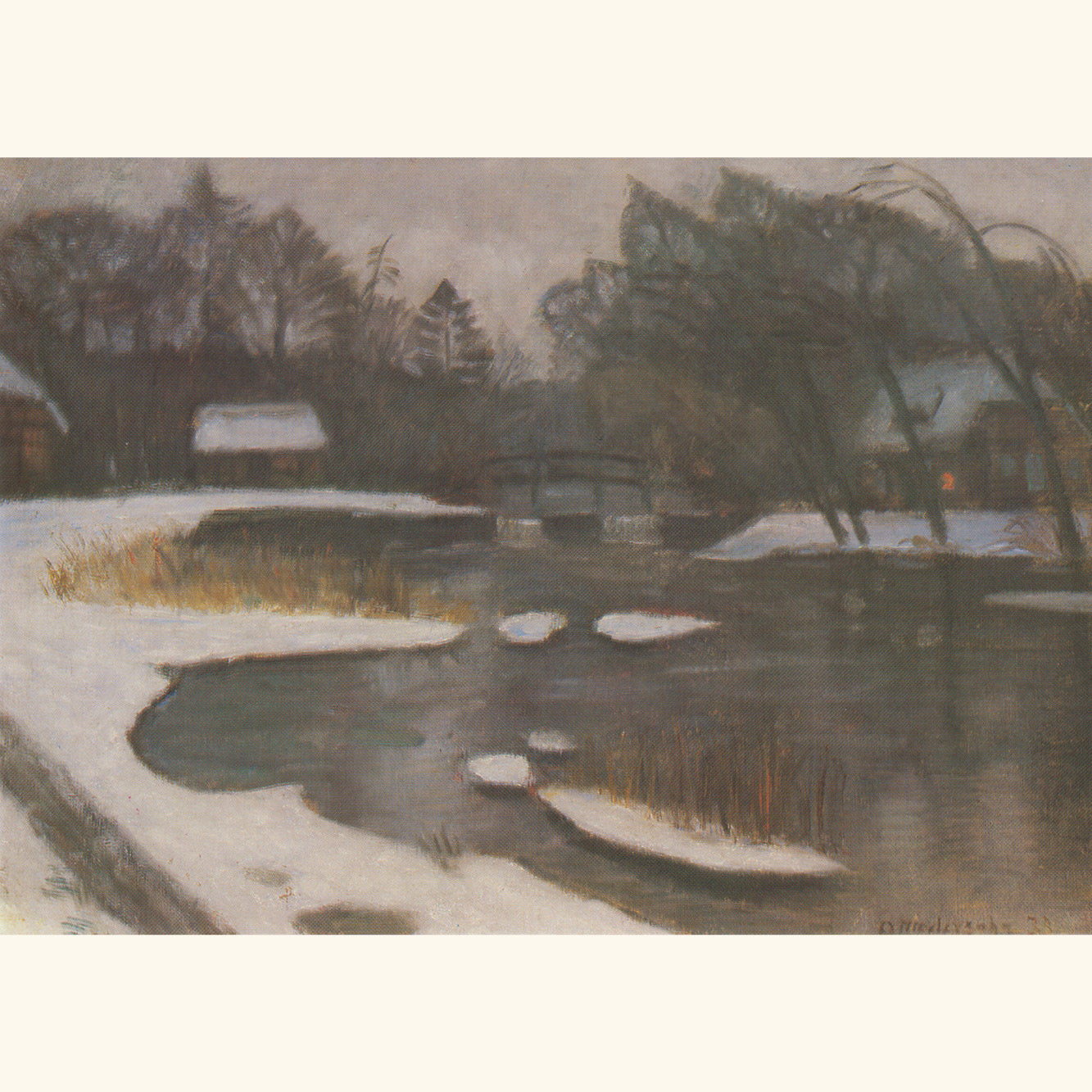 Otto Modersohn - Winter an der Schleuse - Postkarte 560