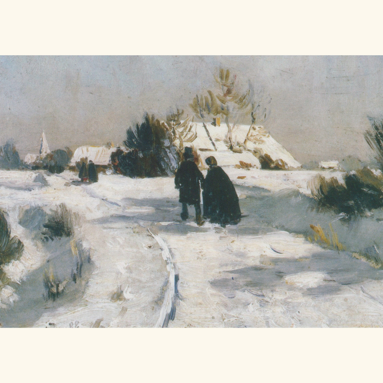 Otto Modersohn - Kirchgang im Schnee, Ausschnitt - Postkarte 611