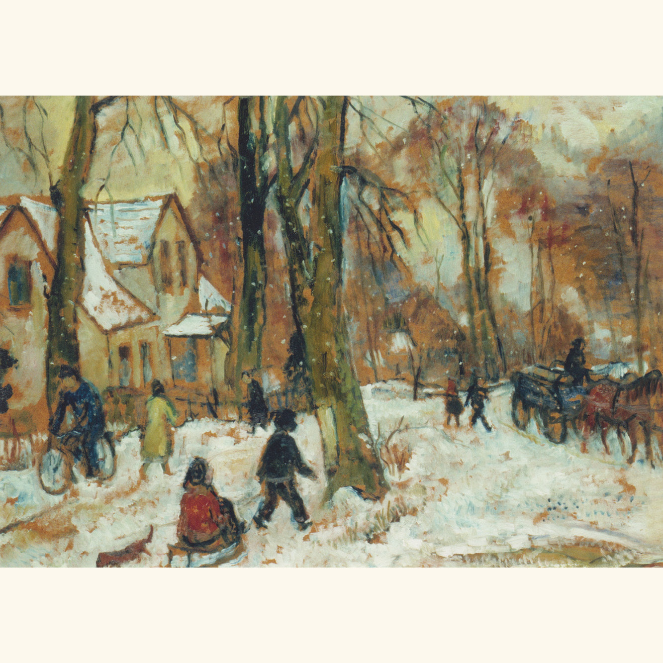 Lisel Oppel - Worpsweder Dorfleben im Winter - Postkarte 689