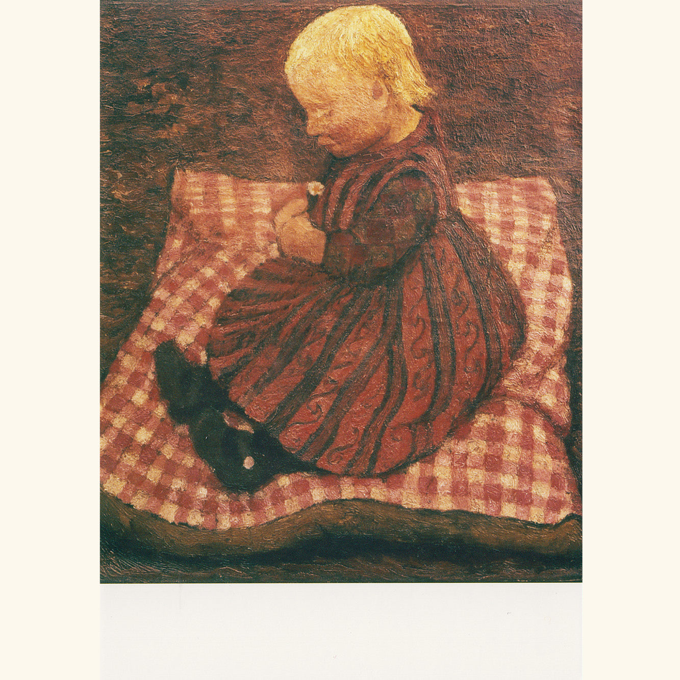 Paula Modersohn-Becker - Kleines Mädchen auf rotgewürfeltem Kissen - Postkarte 71