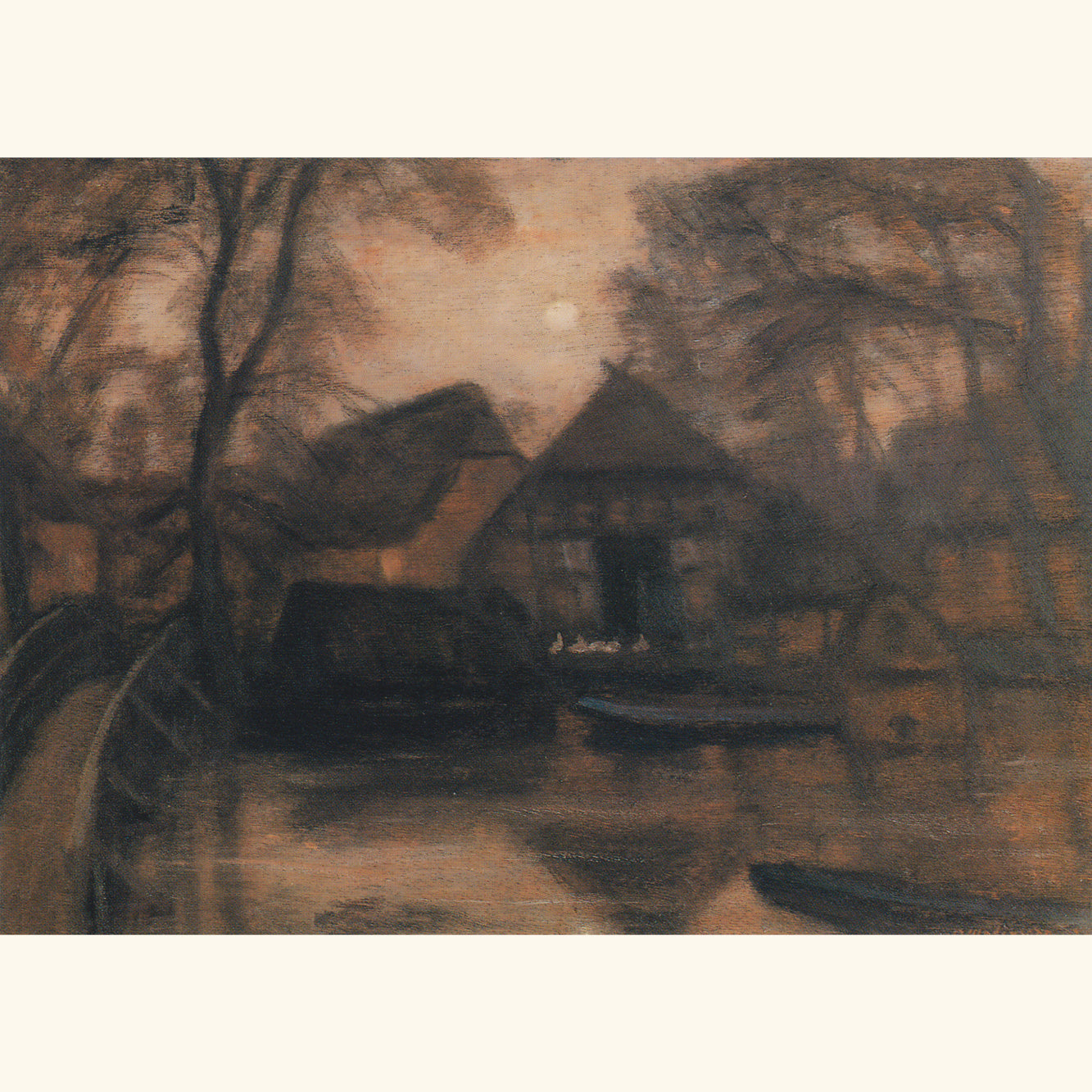 Otto Modersohn - Wümmesteg mit Mond, 1932 - Postkarte 96b