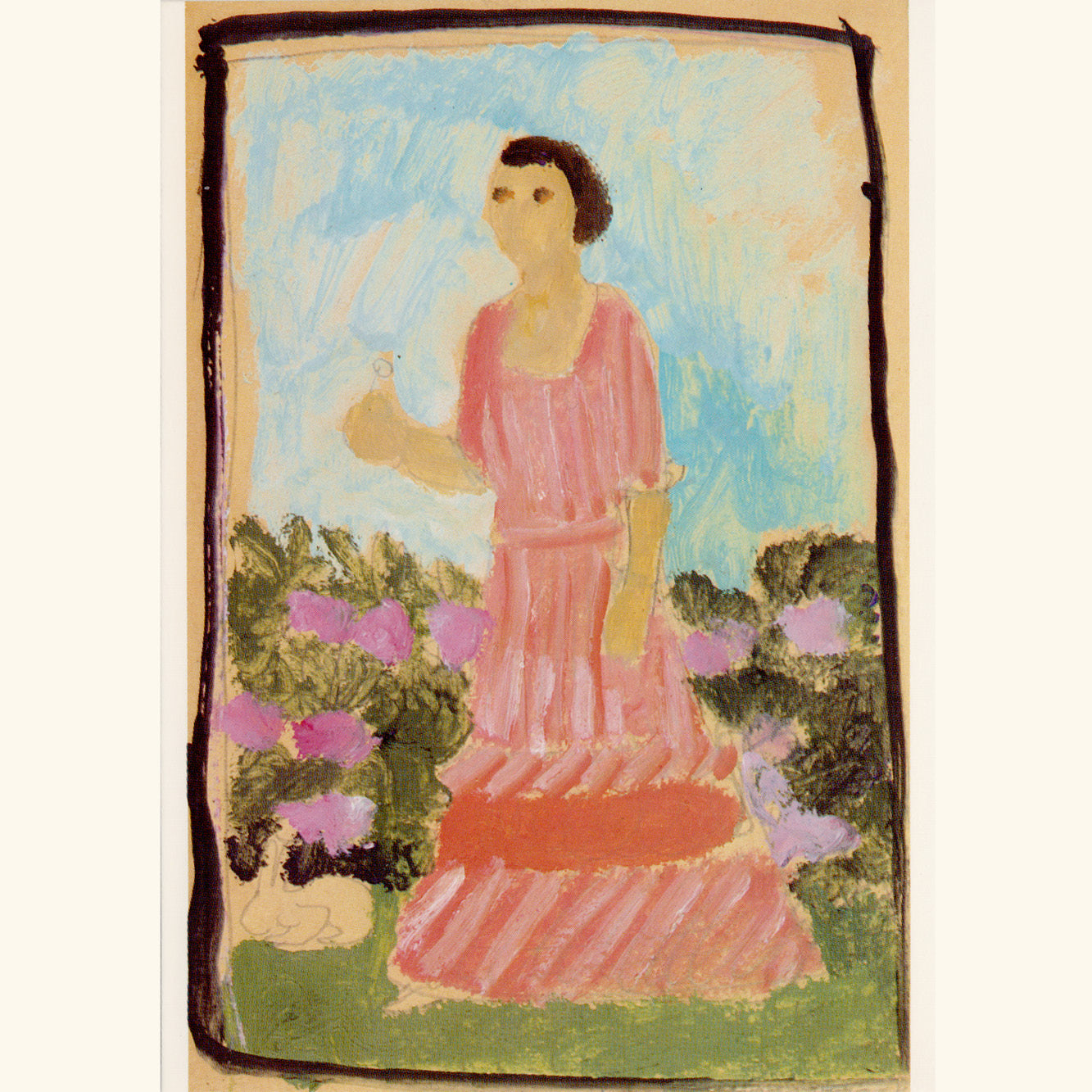 Paula Modersohn-Becker - Junge Frau in zinnoberrotem Kleid - Postkarte 10