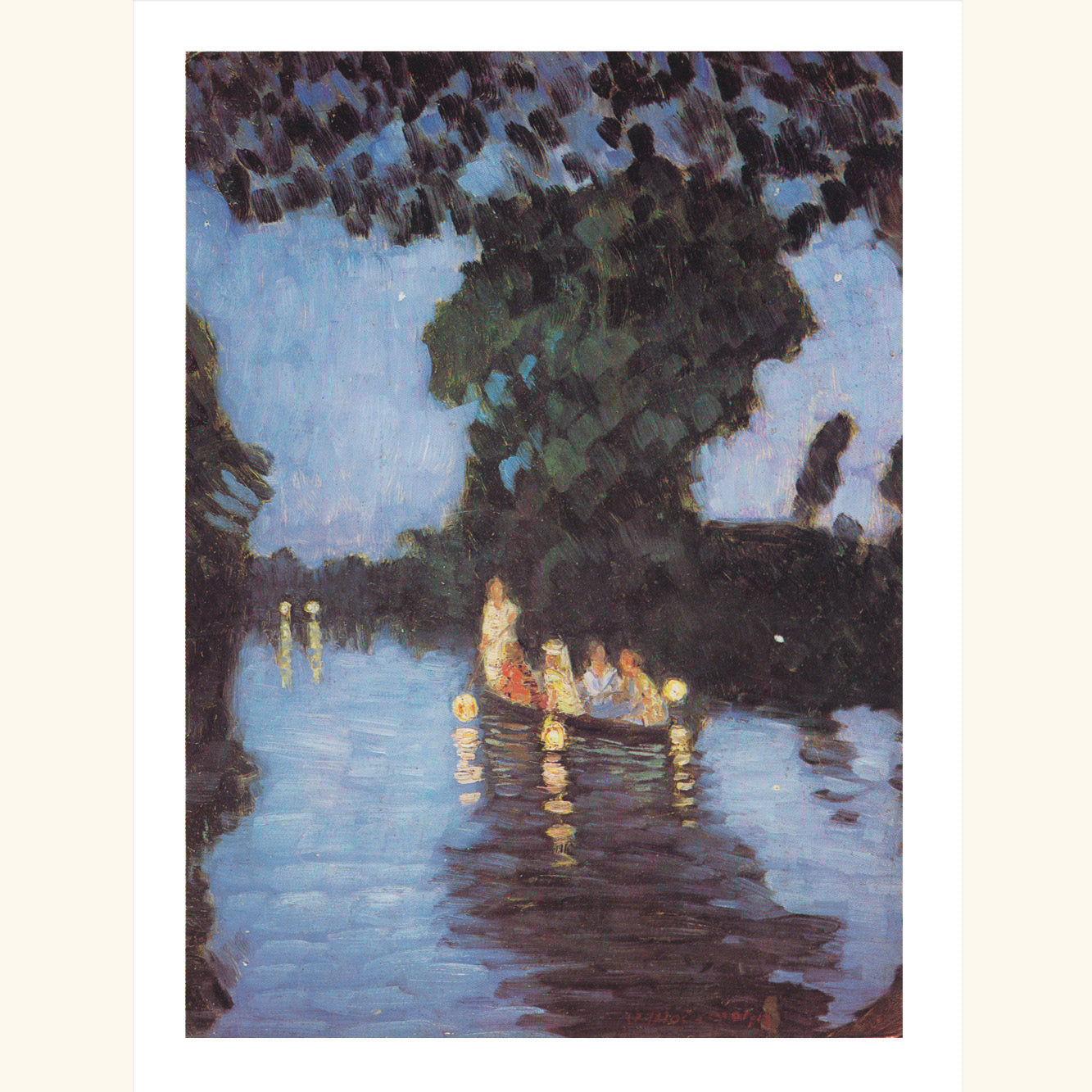 Otto Modersohn  - Lampionfahrt auf der Wümme - gr.Klappkarte 11-106