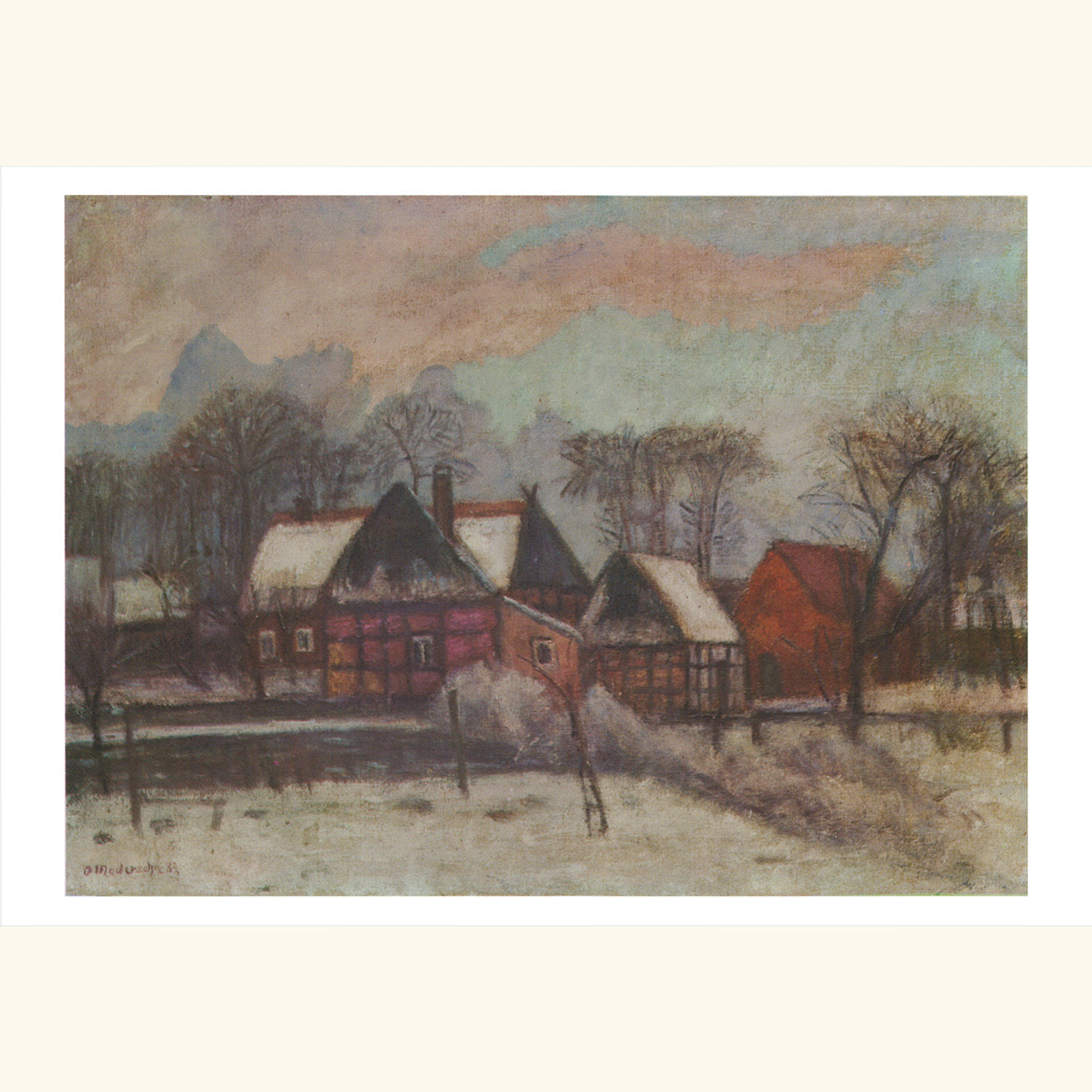 Otto Modersohn  - Winter in Fischerhude - gr.Klappkarte 11-114
