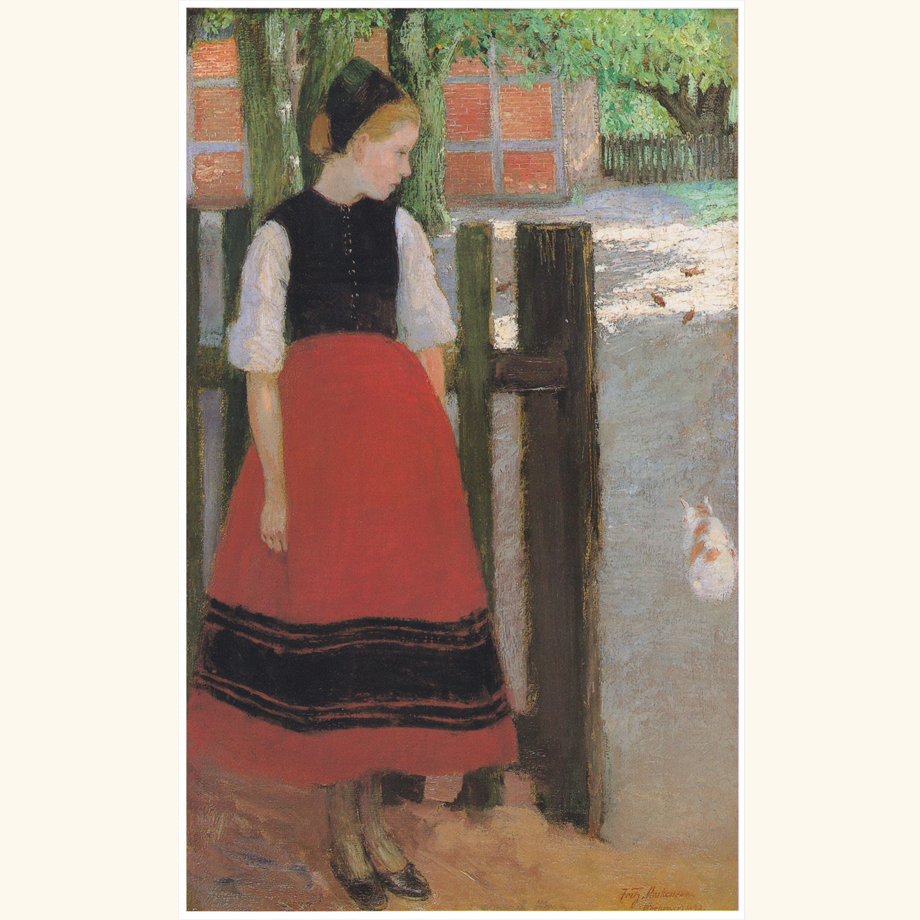 Fritz Mackensen - Mädchen am Gartenzaun - kl.Druck 112