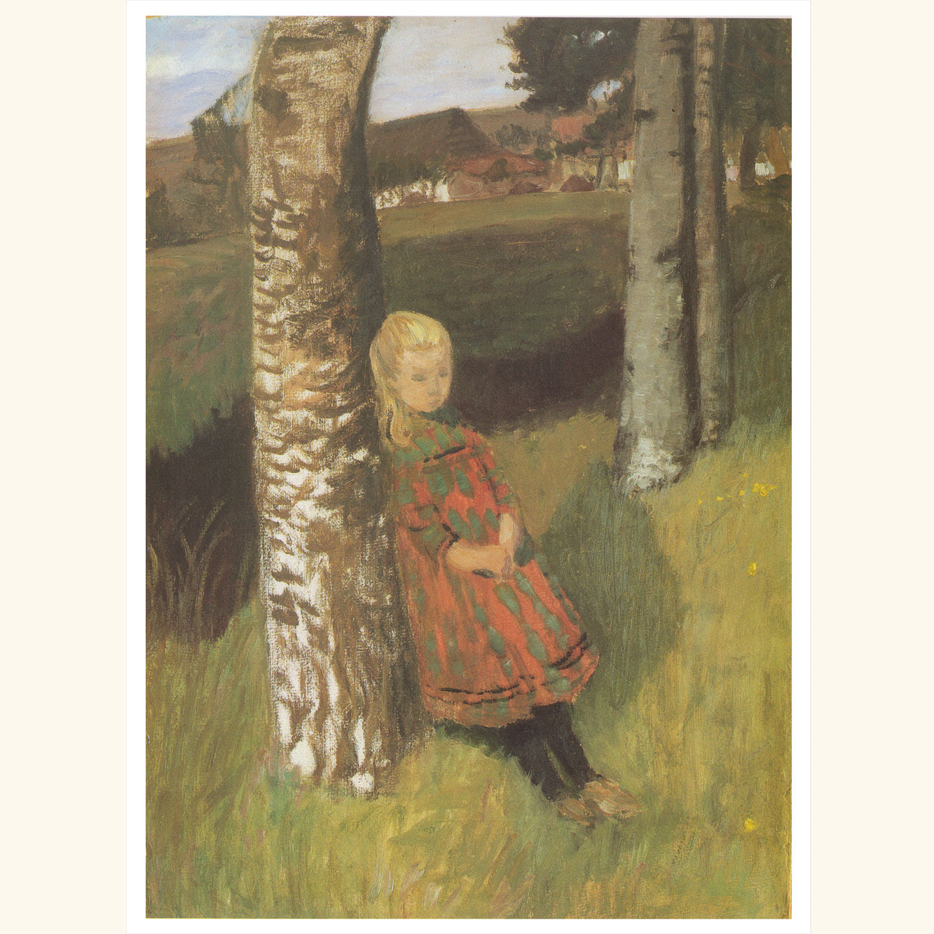 Otto Modersohn - Mädchen am Birkenstamm - kl.Druck 117
