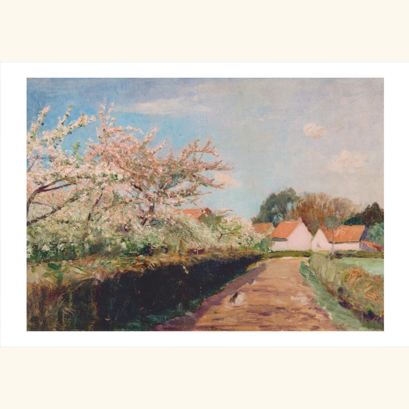 Otto Modersohn - Sonniger Weg mit Blütenbäumen - gr.Klappkarte 12-010