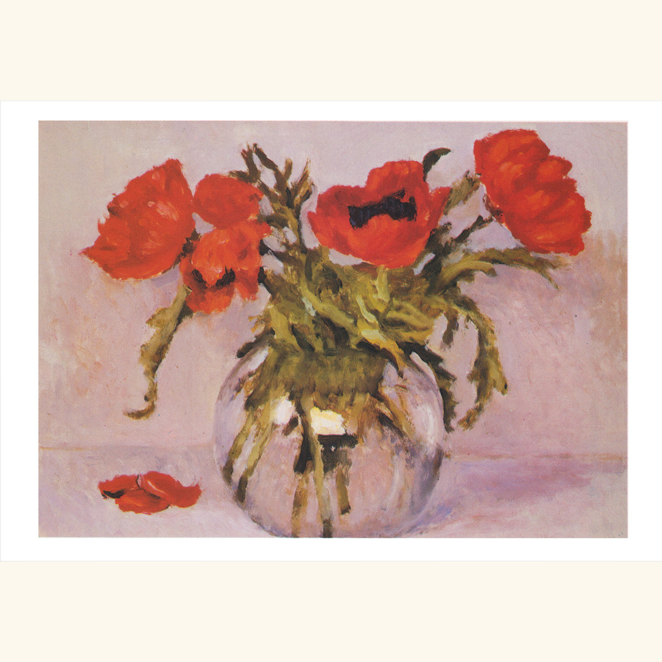 Alfred Wiegmann  - Mohnblumen in der Glasvase - gr.Klappkarte 12-018