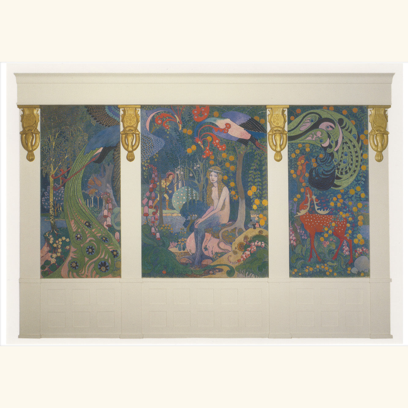 Heinrich Vogeler - Melusine, Triptychon - gr.Klappkarte 12-056a