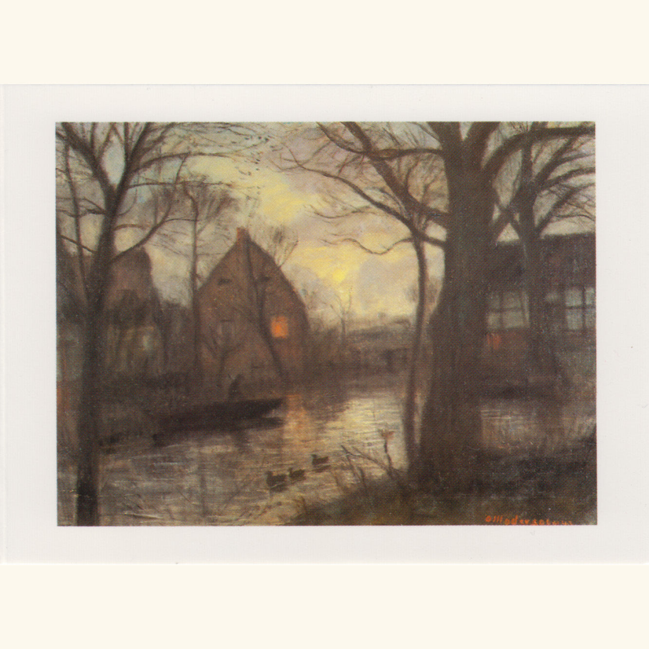 Otto Modersohn - Mondaufgang an der Wümme, 1942 - kl.Klappkarte 13-18