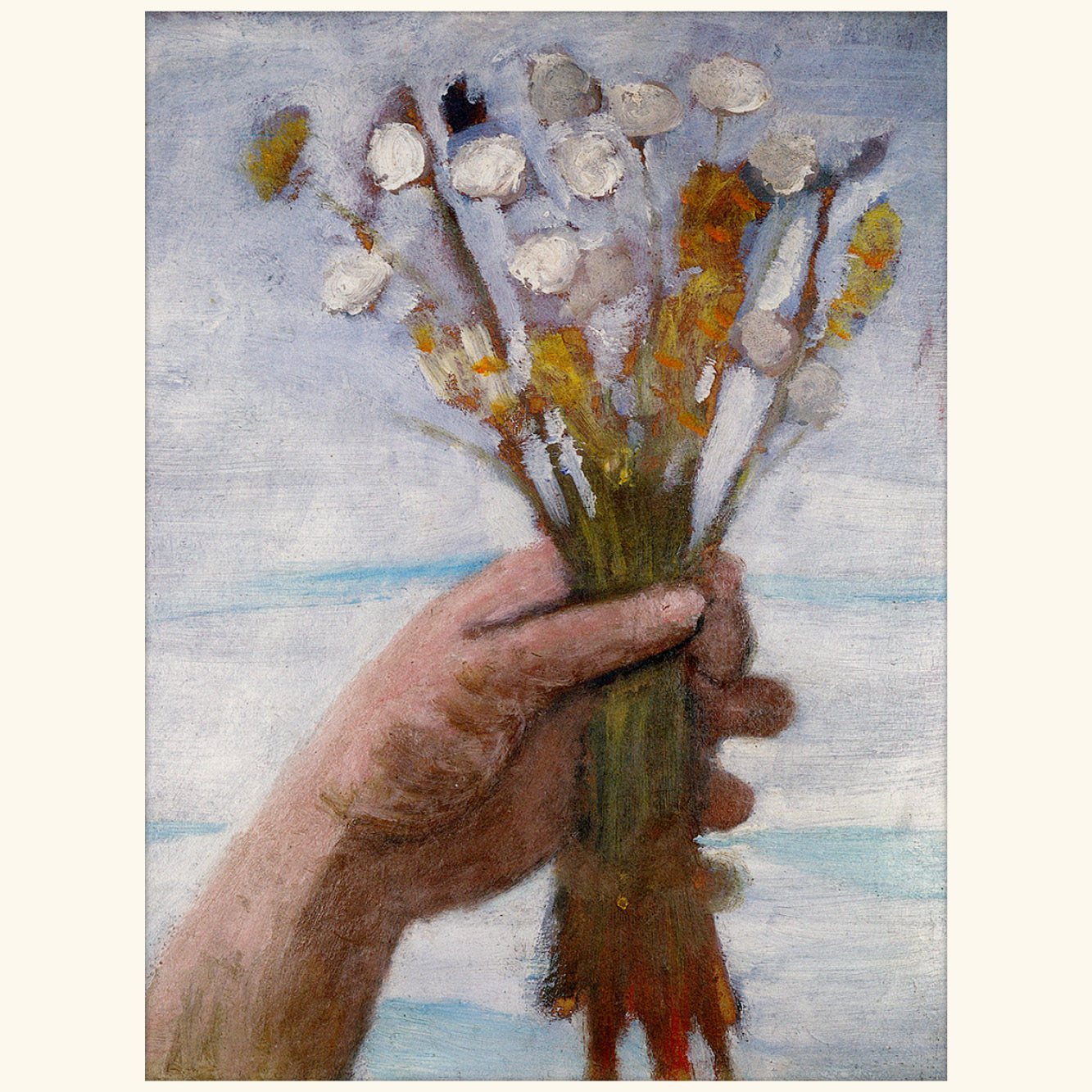Paula Modersohn-Becker - Hand mit Blumenstrauß - kl.Klappkarte 13-8