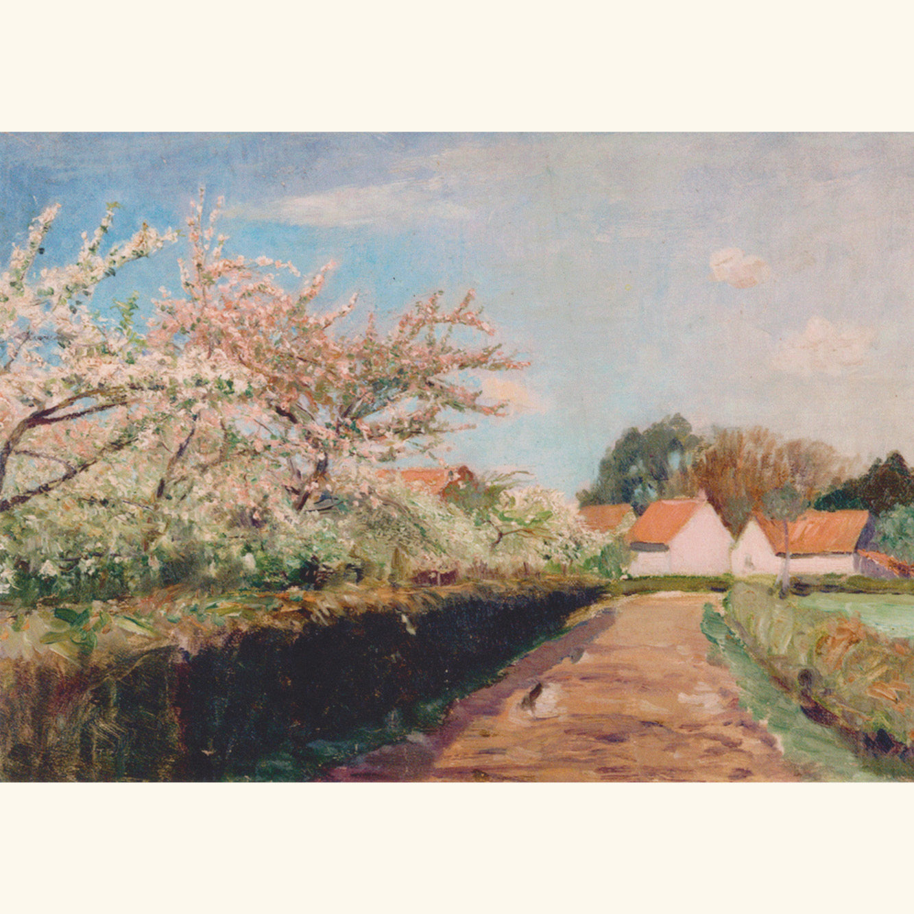 Otto Modersohn - Sonniger Weg mit Blütenbäumen - Postkarte 153