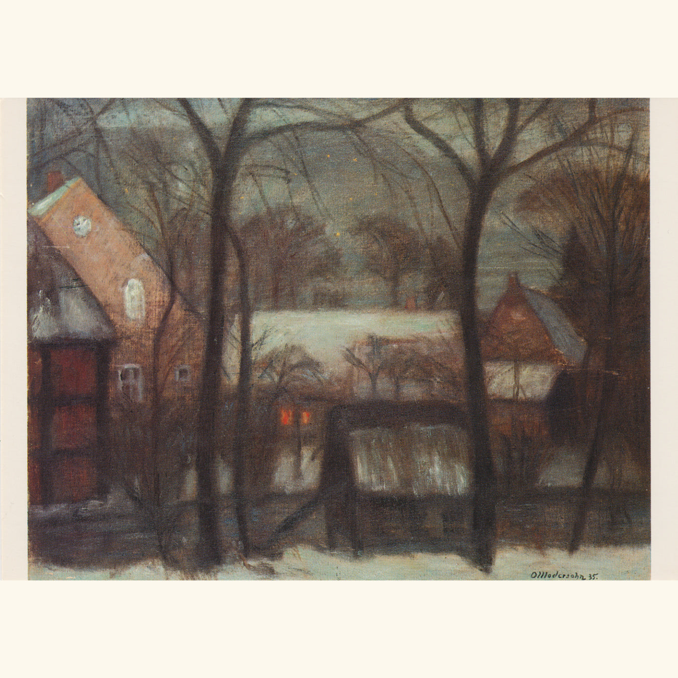 Otto Modersohn - Winterliche Mondnacht mit Entenhaus, 1935 - Postkarte 157