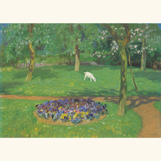 Fritz Overbeck - Sommerliches Gartenbild mit Lämmchen - Postkarte 170