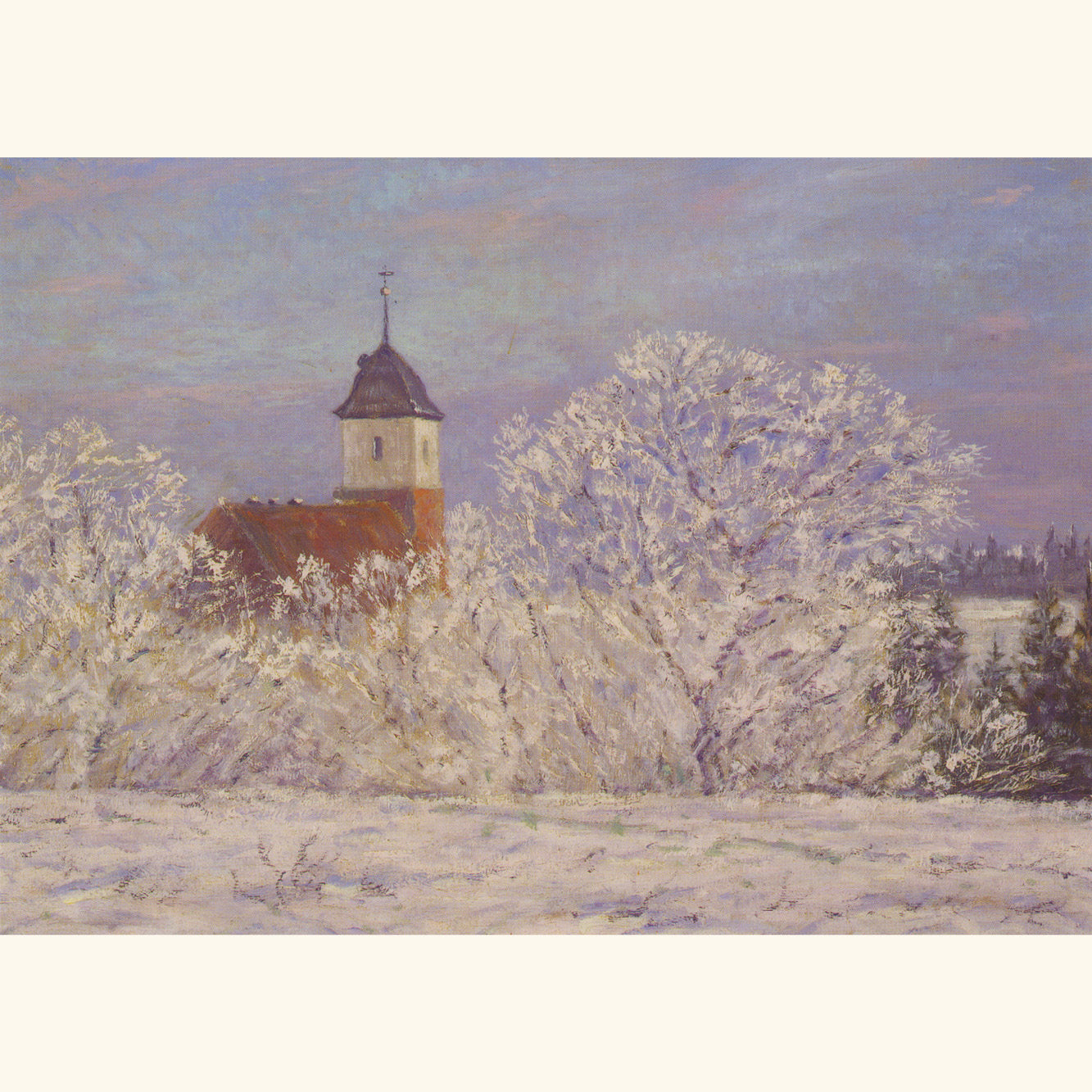 Walter Bertelsmann - Worpsweder Kirche im Schnee - Postkarte 175