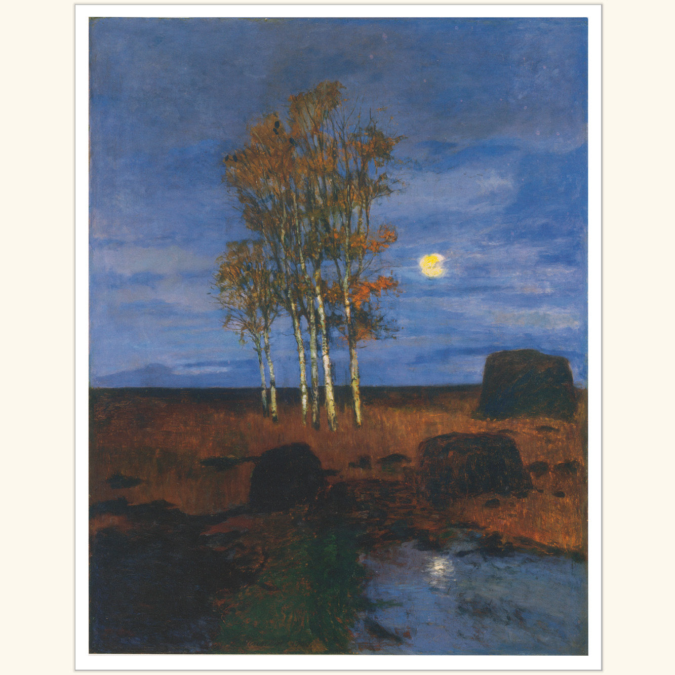 Carl Vinnen - Moorlandschaft mit Birken und Mond - gr.Druck 202E
