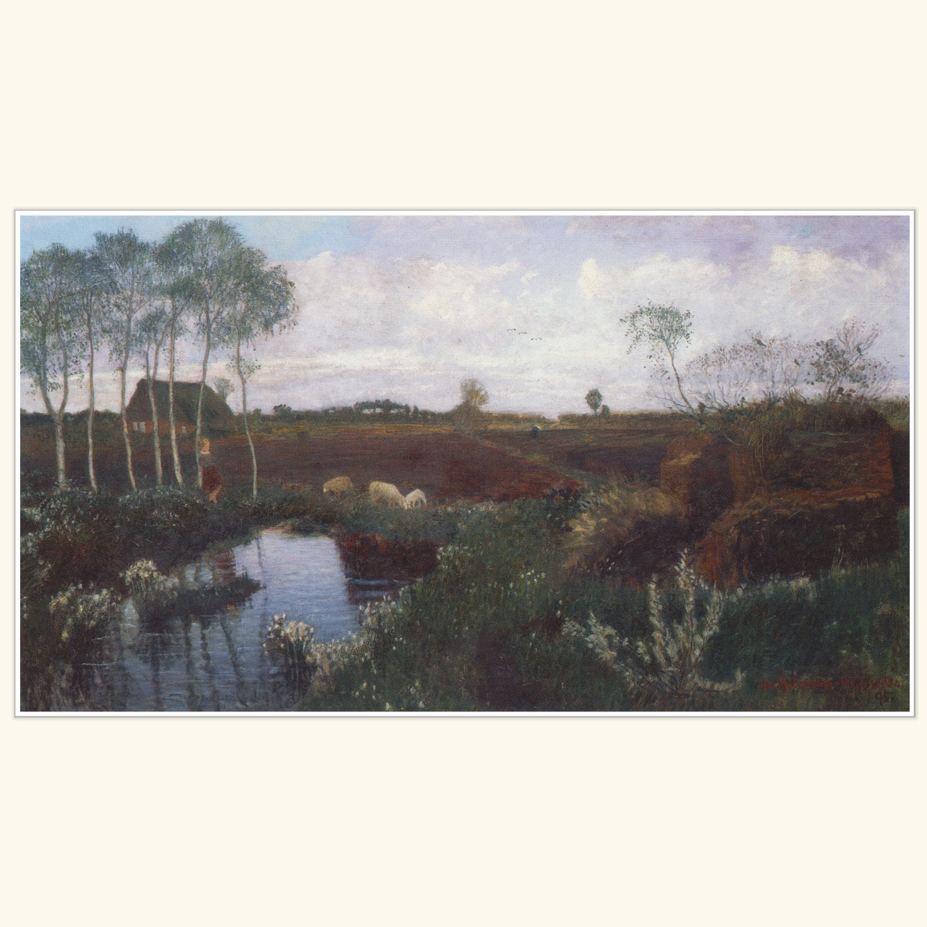 Otto Modersohn - Mädchen am Moortümpel - gr.Druck 238A