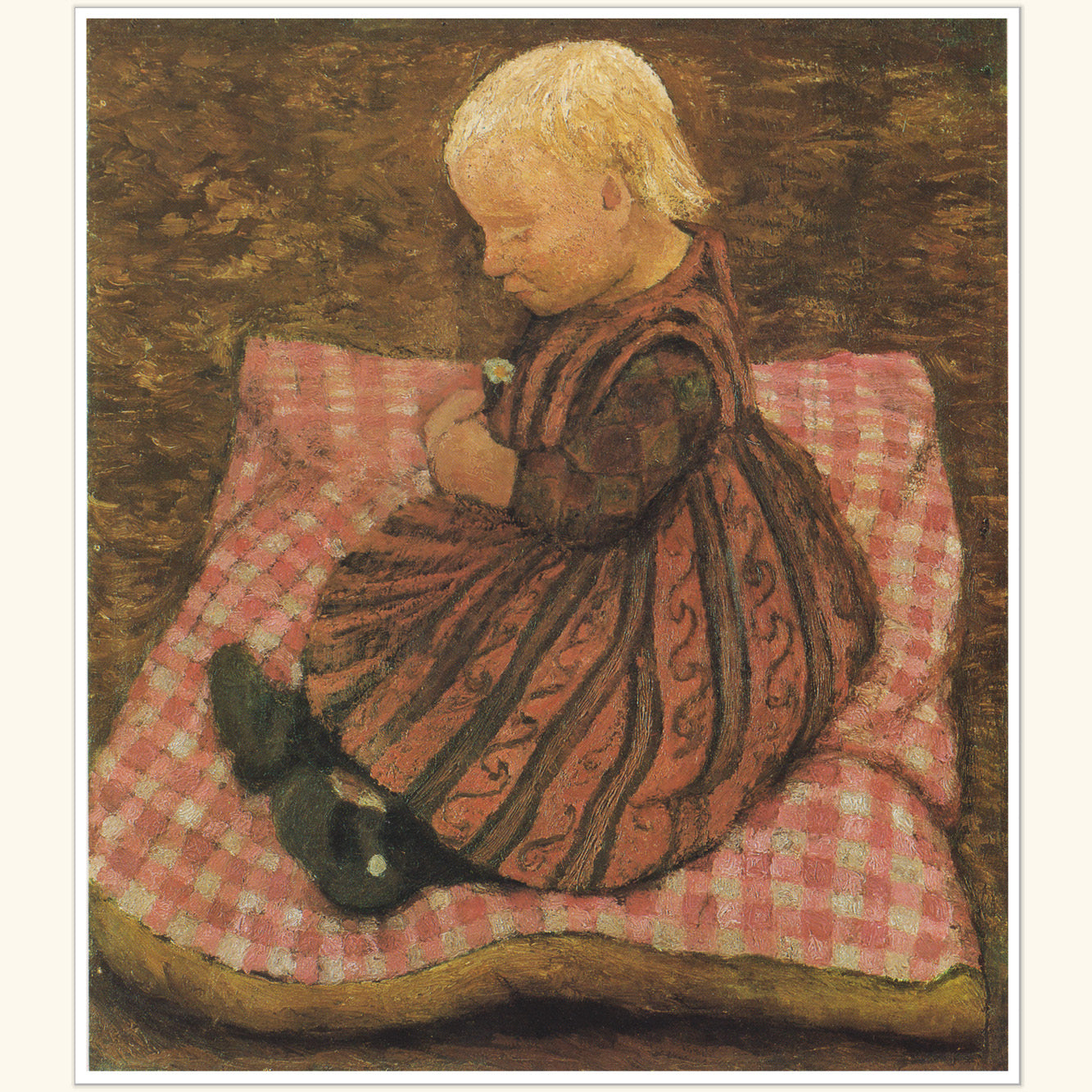 Paula Modersohn-Becker - Kind auf rotgewürfeltem Kissen - gr.Druck 243D