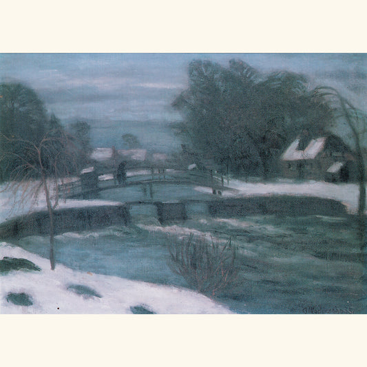 Otto Modersohn - Winterabend an der Schleuse - Postkarte 41