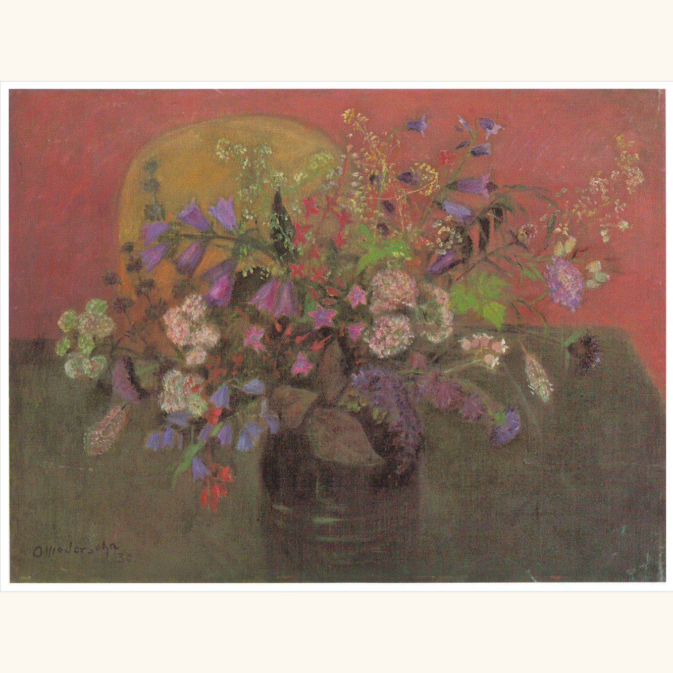 Otto Modersohn - Wiesenblumen auf grünem Tisch - kl.Druck 412