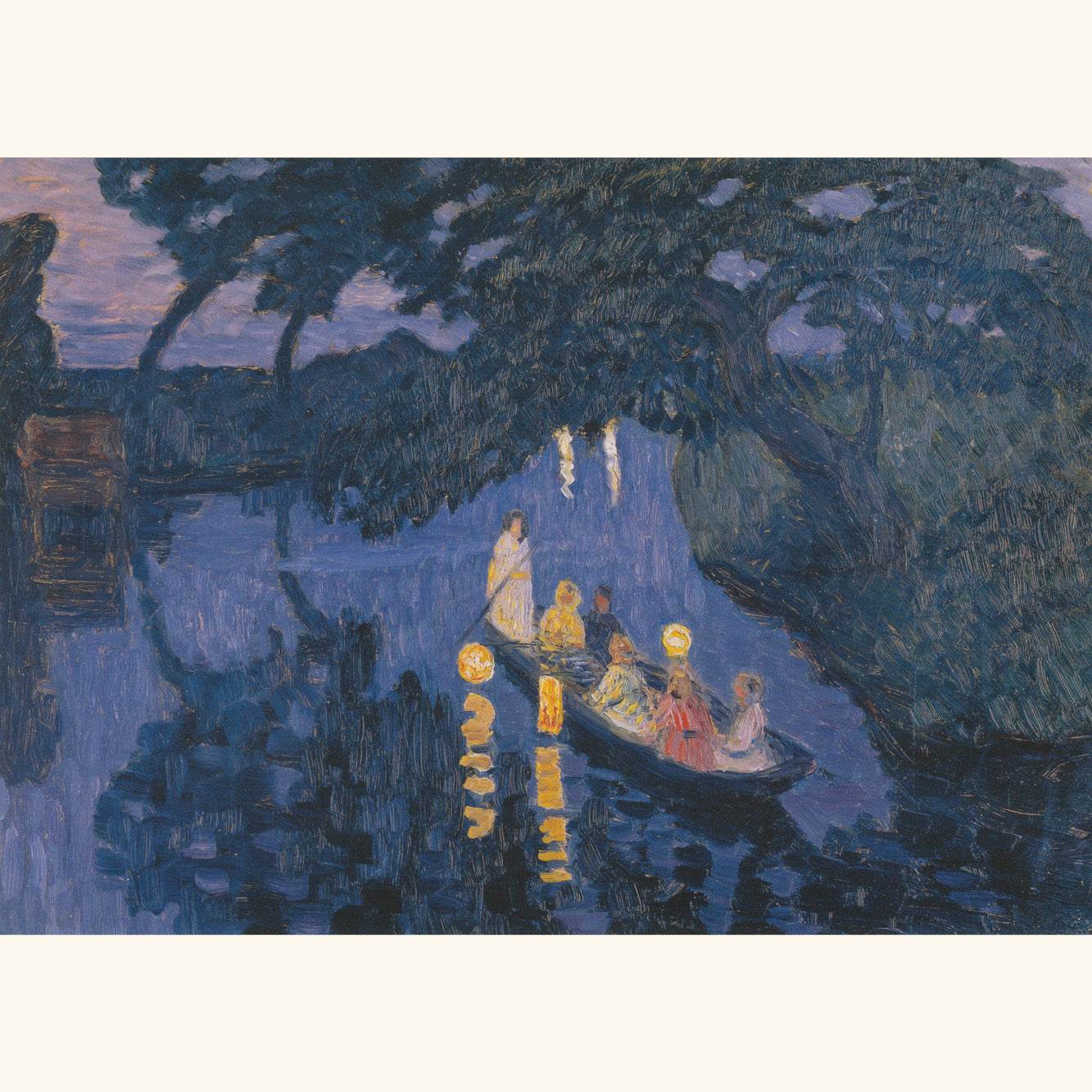 Otto Modersohn - Lampionfahrt auf der Wümme - Postkarte 511