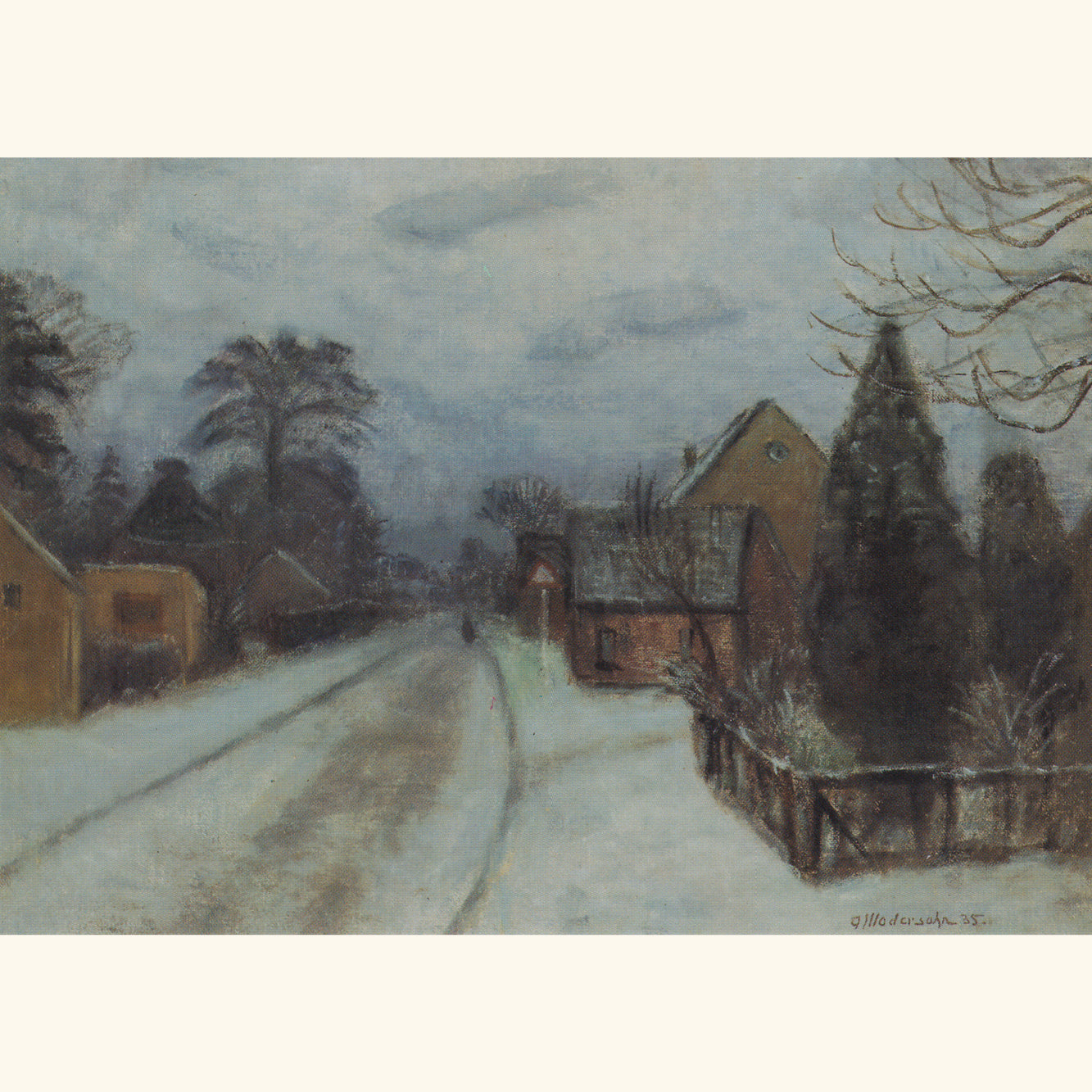 Otto Modersohn - Fischerhuder Dorfstraße im  Winter, 1935 - Postkarte 533