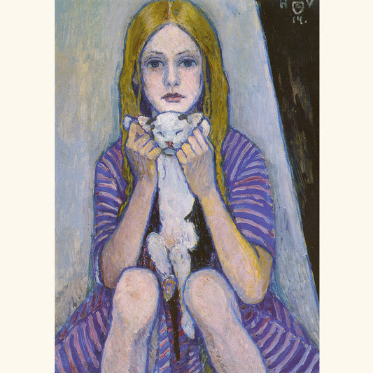 Heinrich Vogeler - Mädchen mit Katze - Postkarte 56