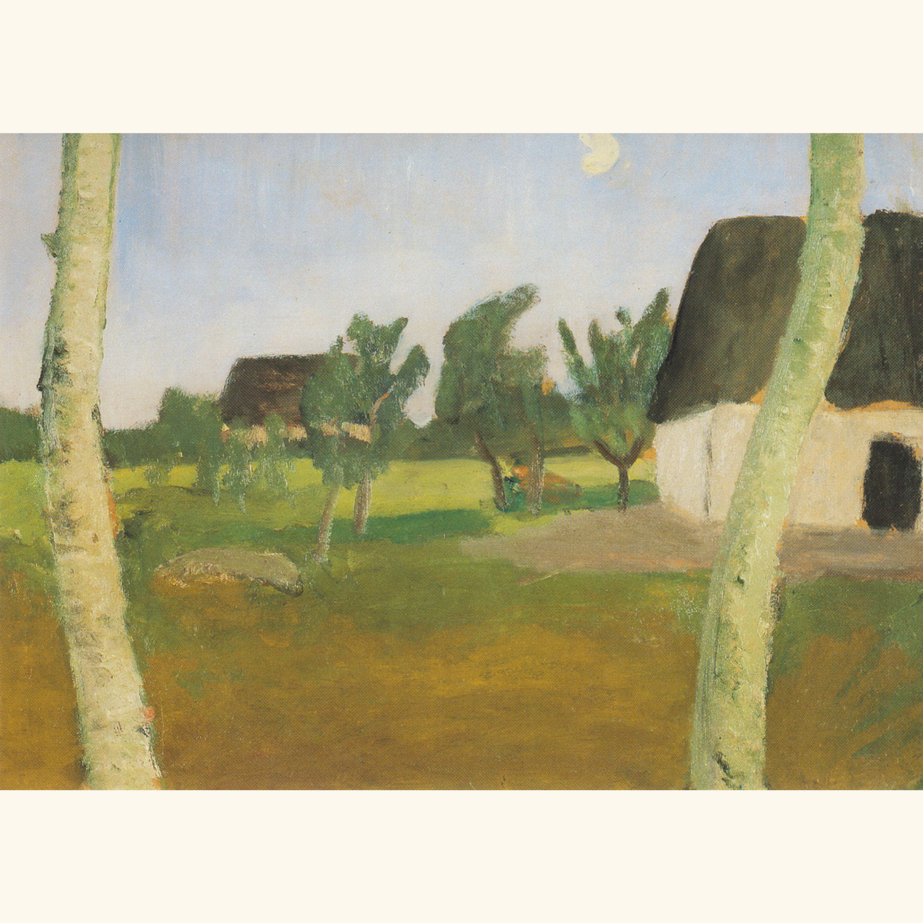 Paula Modersohn-Becker - Häuser, Birken und Mond - Postkarte 564
