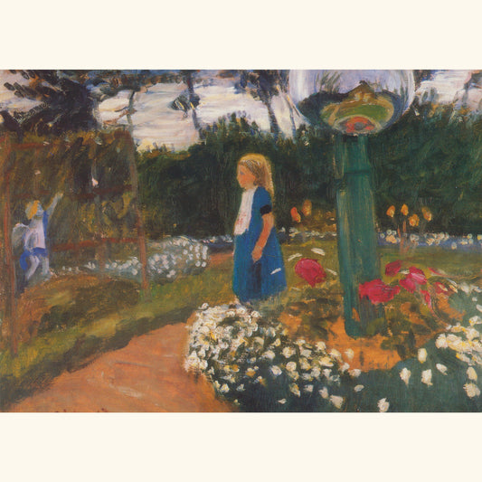 Otto Modersohn - Garten mit Glaskugel und Elsbeth - Postkarte 573