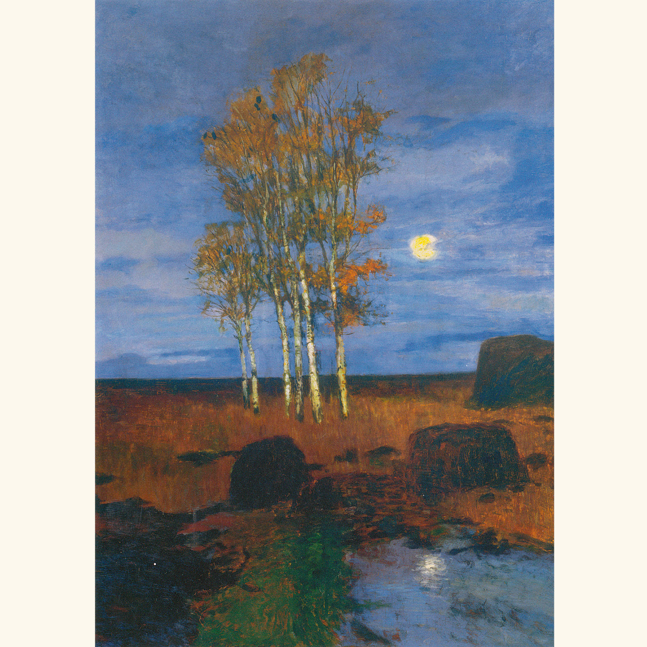 Carl Vinnen - Moorlandschaft mit Birken und Mond - Postkarte 59