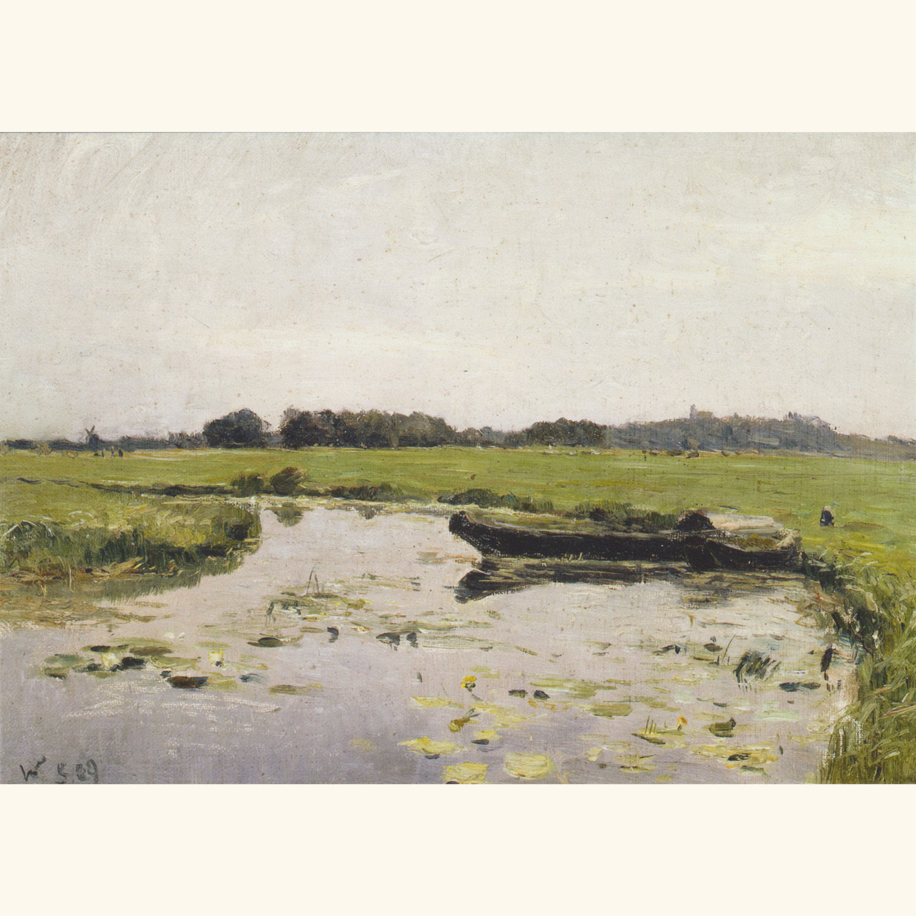 Otto Modersohn - Zwei Boote auf der Hamme - Postkarte 610