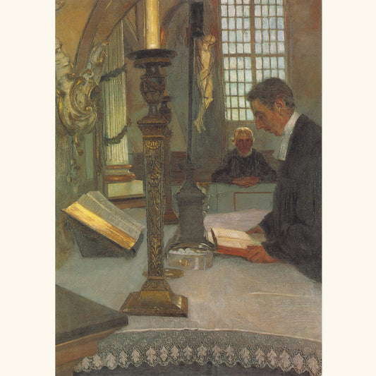 Fritz Mackensen - Am Altar der Worpsweder Kirche - Postkarte 634