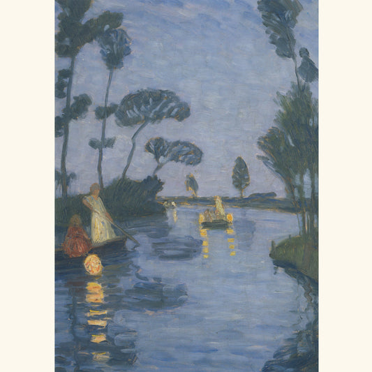 Otto Modersohn - Lampionfahrt auf der Wümme - Postkarte 645
