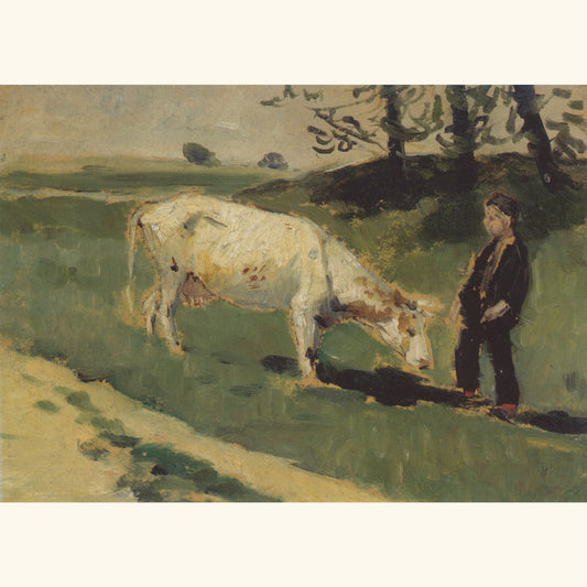 Otto Modersohn - Bauernjunge mit Kuh - Postkarte 654