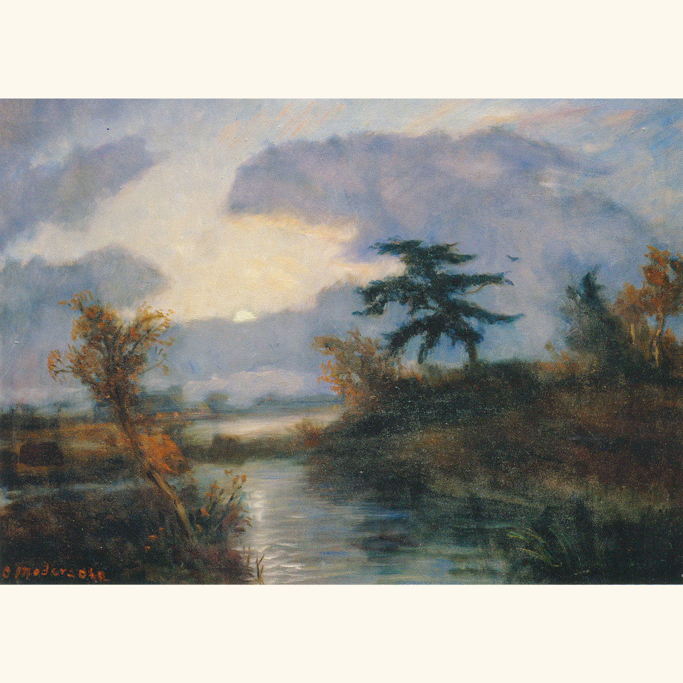 Otto Modersohn - Mondnacht im Teufelsmoor - Postkarte 8